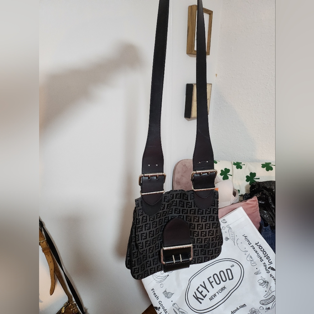 Fendi Black Crossbody Bag with Textured Finish